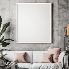 Modern Poster Mockup Scene | Realistic Frame Display in Minimalist Interior, Contemporary Wall Art Showcase