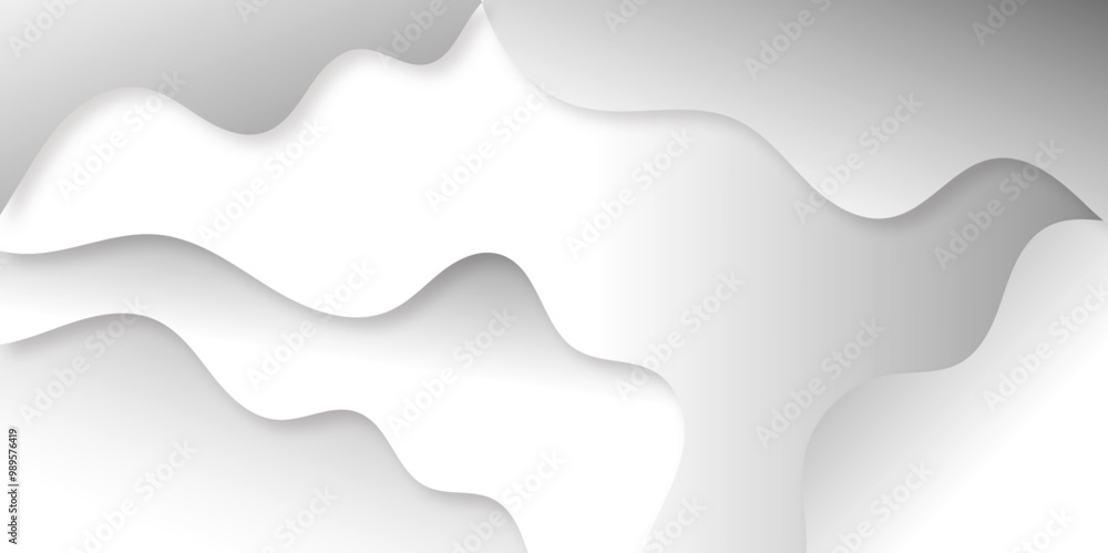 Poster abstract fluid white and grey modern vector background with minimalist dynamic smooth wave water sha