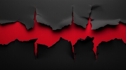 Top view of black torn paper and the text black friday on a red background. black friday composition.