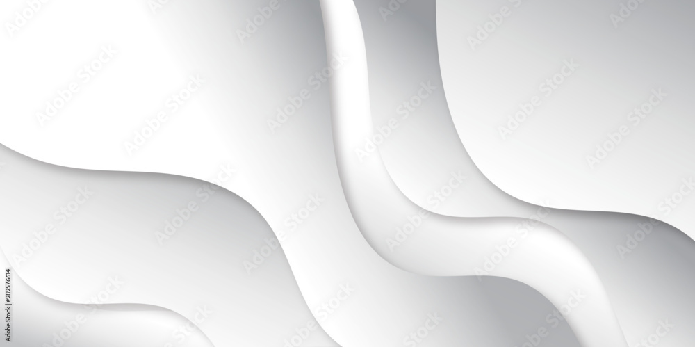 Poster abstract white and gray gradient wave texture layered background with blank space design dynamic wav