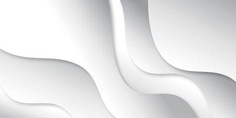 Abstract white and gray gradient wave texture layered background with blank space design dynamic wave shapes banner background design banner, pattern, wallpaper, template, Vector illustration.