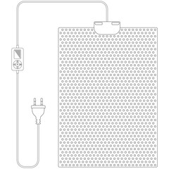 Reptile Terrarium Heating Mat, Heat Pad Warmer Mat with Thermostat. Warmer mat pad with thermostat controller contour, outline lines drawn