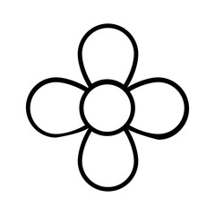 Simple flower icon in black and white. Decorative flower. Vector illustration