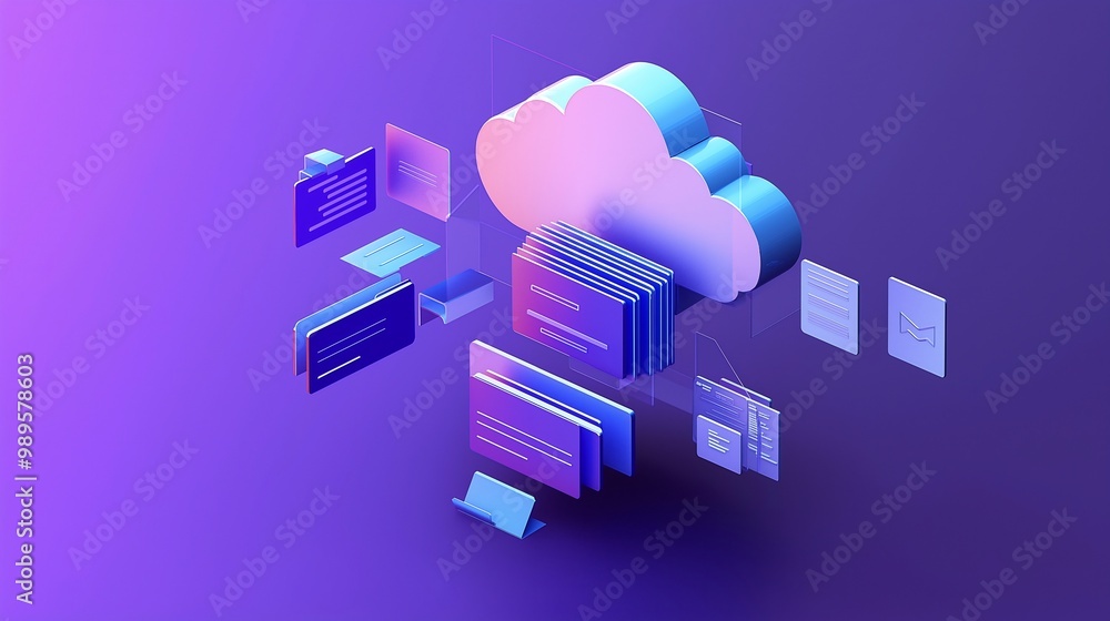 Poster cloud computing data storage technology concept