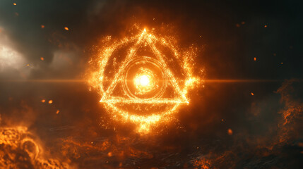 A 3D render of a realistic chakra. The chakra is spinning, emitting a bright light. It is against a dark magic background