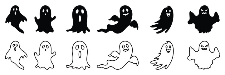 Set of halloween ghost icon collection. Ghost icon halloween theme symbol. vector Illustration.
