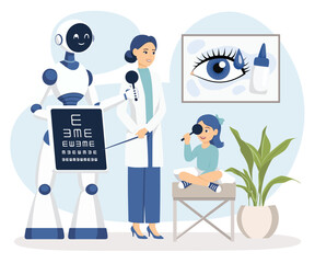 AI Robot Doctor, Futuristic Eye Care Assistant.