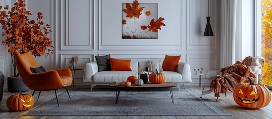 Playful cartoon pumpkin illustration for Halloween-themed decorations or project use.