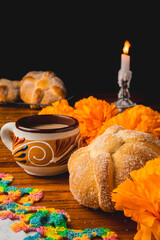Photographs of the bread of the dead in the festivities of the day of the dead in Mexico