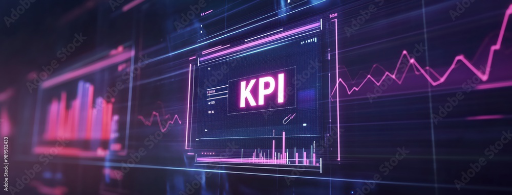 Poster modern kpi dashboard interface with data visualization and analytics for business performance tracki