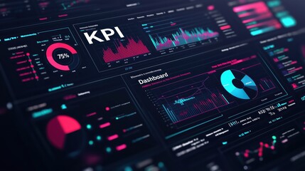 Modern KPI Dashboard Interface with Data Visualization and Key Performance Indicators for Business Analytics