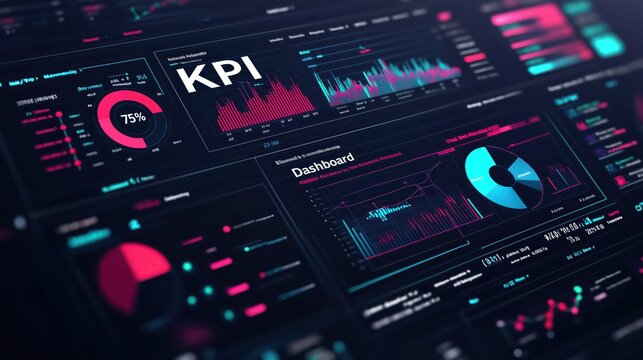 Modern KPI Dashboard Interface with Data Visualization and Key Performance Indicators for Business Analytics