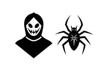 Creepiness Vector Icon Design, Halloween costume Symbol, Holiday Celebrations Face Mask Sign, Scary Monster characters Stock illustration, unpleasant Individual with Spider Concept
