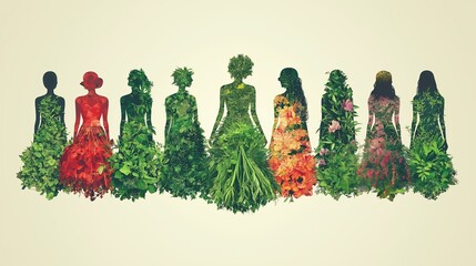 Women Silhouettes Filled With Flowers