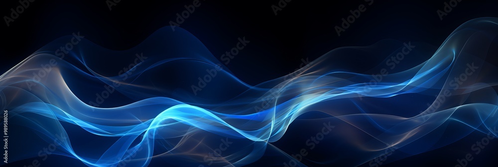 Poster dynamic blue waves flow gracefully across a dark backdrop in a mesmerizing display