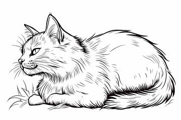 Obraz premium Adorable cat coloring page for children, perfect for creative stock illustrations.