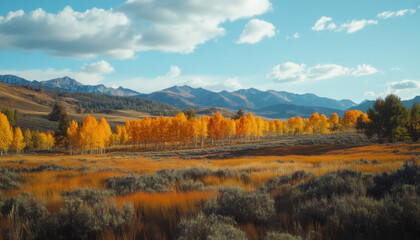 Fall trees in high desert landscape, Northern Nevada, high desert, High desert landscape, North western Nevada,