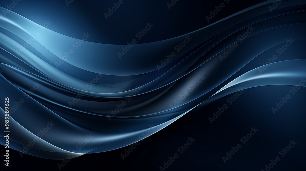 Poster elegant flowing blue waves create a captivating abstract background design for artistic projects
