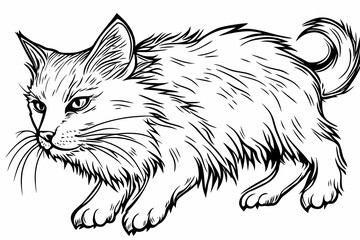Fototapeta premium Adorable cat coloring page for children, perfect for creative stock illustrations.