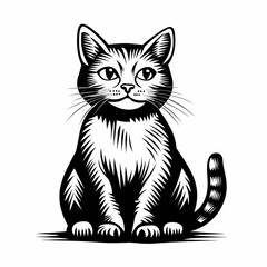 Obraz premium Adorable cat coloring page for children, perfect for creative stock illustrations.