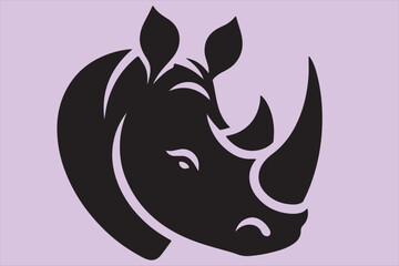 Rhino head  icon vector silhouette.