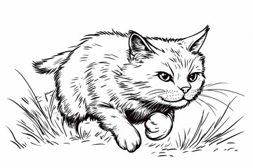 Obraz premium Adorable cat coloring page for children, perfect for creative stock illustrations.