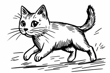 Fototapeta premium Adorable cat coloring page for children, perfect for creative stock illustrations.