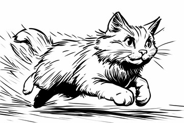 Obraz premium Adorable cat coloring page for children, perfect for creative stock illustrations.