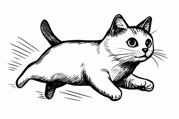  Adorable cat coloring page for children, perfect for creative stock illustrations.