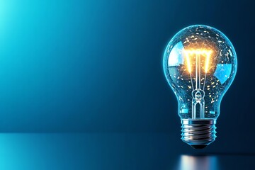 Abstract lightbulb graphic, representing innovative vision and ideas, glowing against a clean background