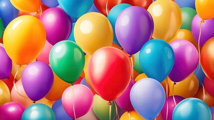 A birthday party scene filled with colorful balloons