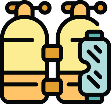 yellow scuba tanks with blue accessory clip art preview