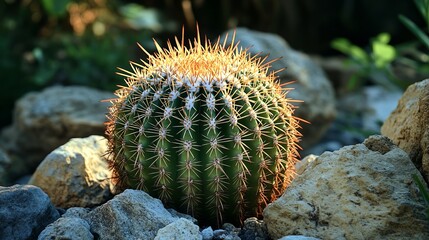 Echinocactus grusonii, also known as the Golden barrel cactus, is a widely used decorative cactus in gardens. 