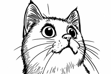  Adorable cat coloring page for children, perfect for creative stock illustrations.