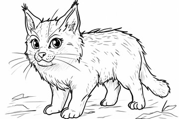 Obraz premium Adorable cat coloring page for children, perfect for creative stock illustrations.