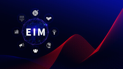 EIM Enterprise information management system, EIM Global Network with Analyzing Technological Data, Efficient Information Management, Network Connection.