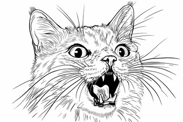 Obraz premium Adorable cat coloring page for children, perfect for creative stock illustrations.