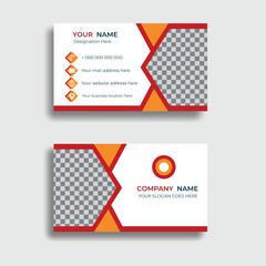Corporate  business card  template design or elegant   flat business card design templates with white, red , and orange color combination