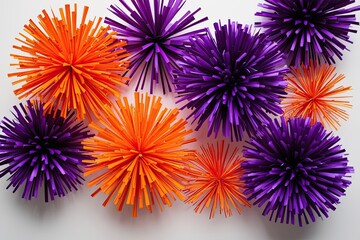 Vibrant Purple and Orange Celebratory Art on Bright Canvas for Holiday Festivities