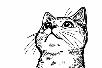  Adorable cat coloring page for children, perfect for creative stock illustrations.