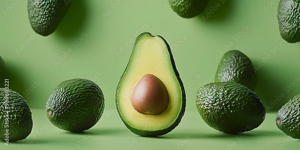 Wall mural fresh avocado as a background, healthy food, healthy lifestyle