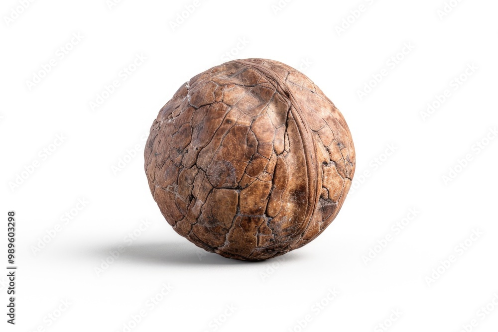 Poster a detailed view of a walnut shell on a clean surface