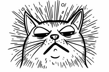 Obraz premium Adorable cat coloring page for children, perfect for creative stock illustrations.