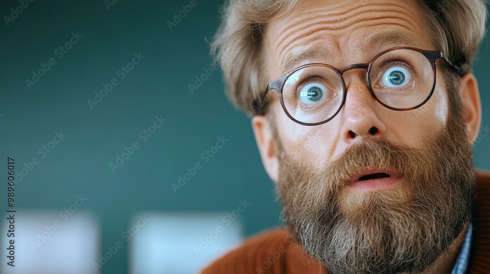 Canvas Prints A man with glasses and a beard is looking at the camera, AI