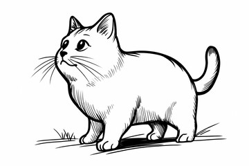 Obraz premium Adorable cat coloring page for children, perfect for creative stock illustrations.