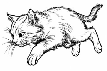 Obraz premium Adorable cat coloring page for children, perfect for creative stock illustrations.