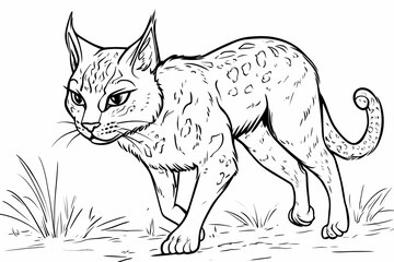 Obraz premium Adorable cat coloring page for children, perfect for creative stock illustrations.