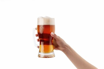 A person holding a glass of beer, great for bar or party scenes
