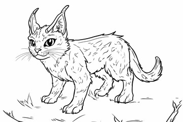 Obraz premium Adorable cat coloring page for children, perfect for creative stock illustrations.