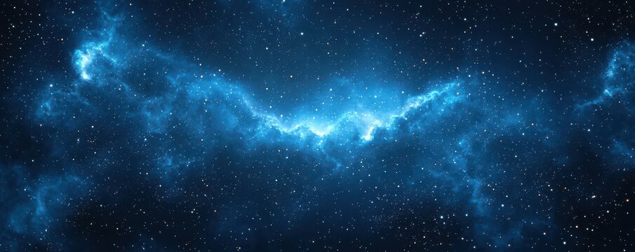 Fototapeta A breathtaking view of the universe with a vast expanse of stars and cosmic dust in a minimalistic blue space design